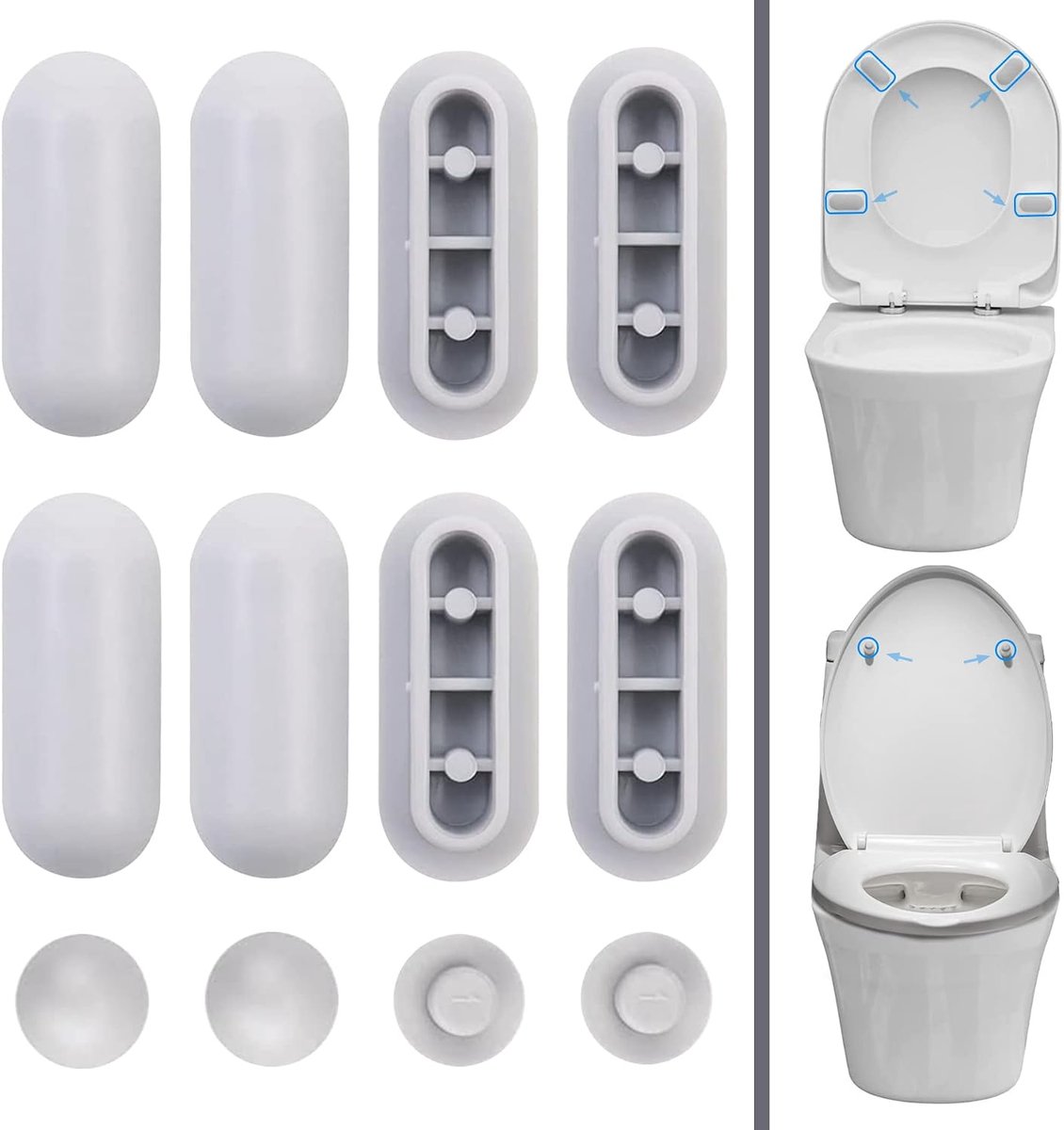 2 Litters for Toilet Seat, Replacement Rubber, Replacement 12 Pieces Plastic Bumpers for Toilet Seat - ShopVlot