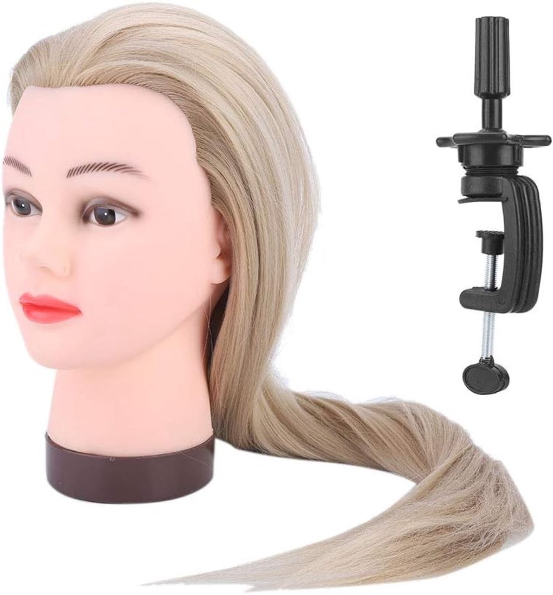 Realistische Haar Styling Mannequin voor Kappersopleiding, Geschikt voor Beginners om Haar Knippen, Vlechten en Stylen te Oefenen, Gouden Geel, 29,5 Inch
