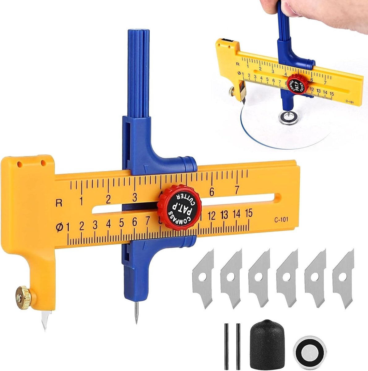 Cirkelzaag voor Papier en Karton, Snijd Perfecte Circles van 1-15cm, Geschikt voor Kunstenaars en Hobbyisten, Ideaal voor Leer en Knutselprojecten