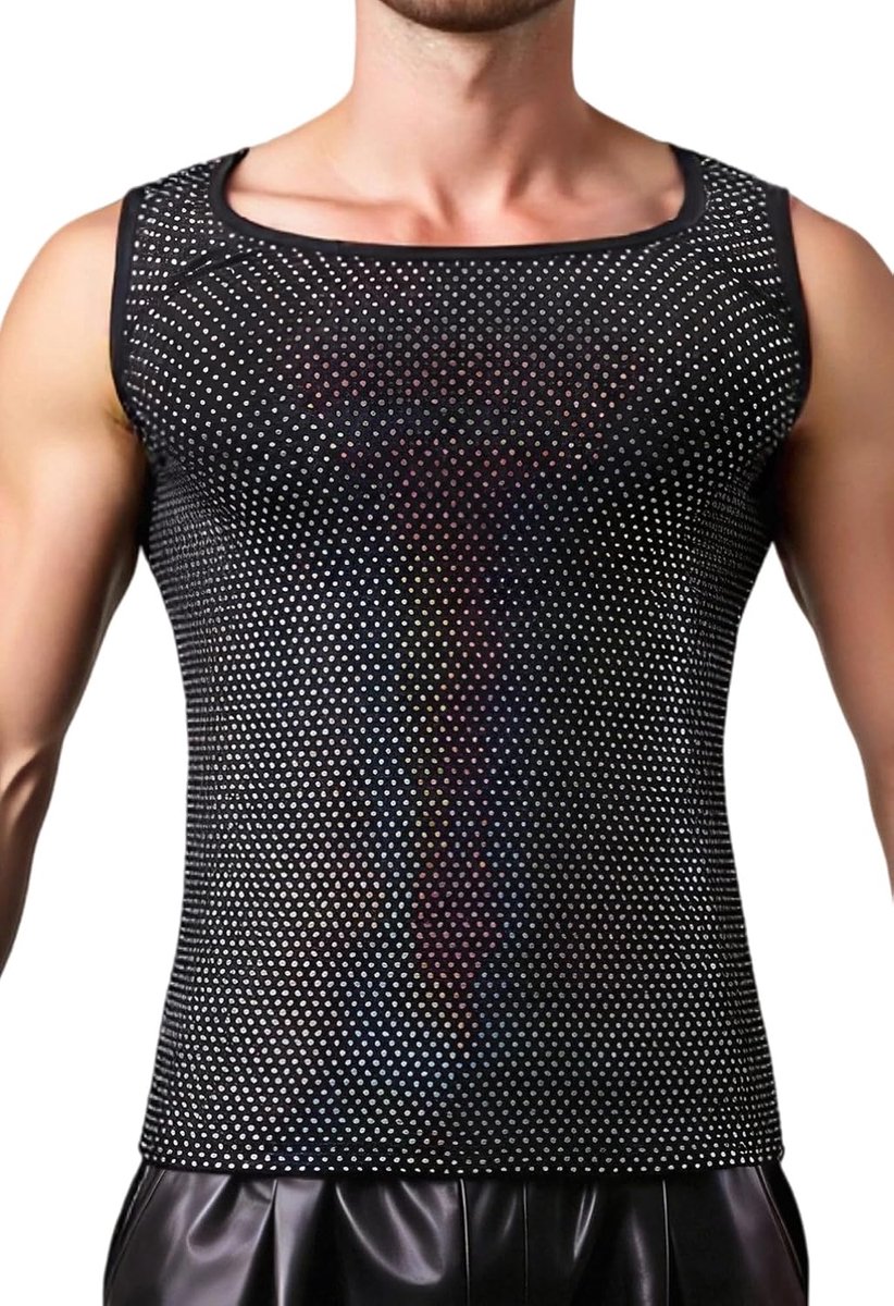 FEOYA Heren pailletten tanktop mouwloos shirt zomer tanktop EU S-XXL (Azië M-3XL) - ShopVlot