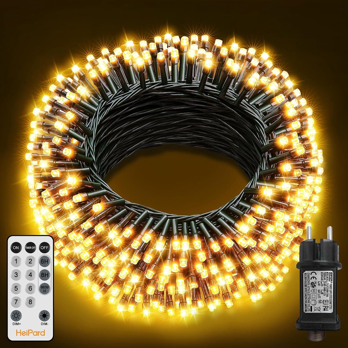 HeiPard Christmas Lights 20m 200 LED Christmas Tree Lights with 8 Modes Memory Function Remote Control Timer Dimmable - ShopVlot