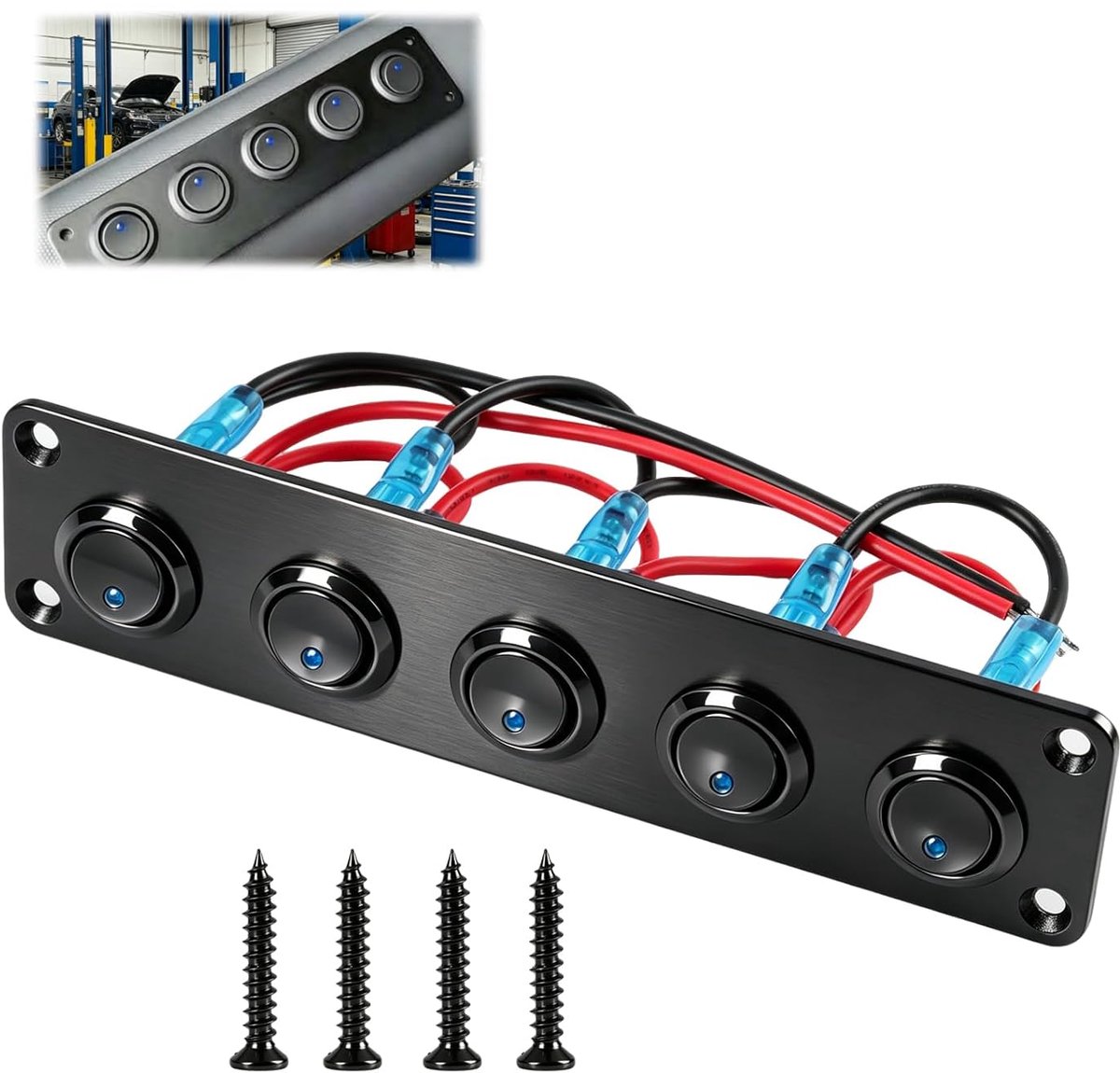 5 versnellingen, waterdicht, tuimelschakelaar, met blauwe led, centrale bediening, 12 V/24 V, voor auto, marineblauw - ShopVlot