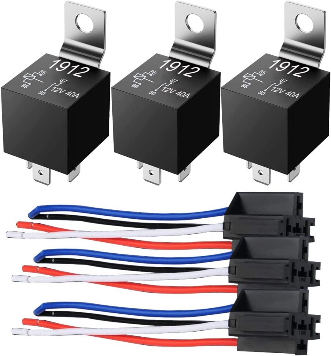 GUUZI 3-Pack 12V 40Amp Car Relay DC 4 Pin SPST and Wiring Harness - ShopVlot