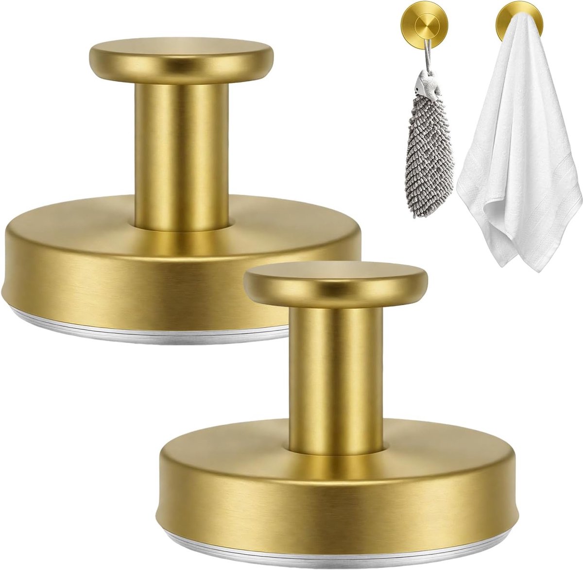 Suction Cup Hooks, Stainless Steel Self-Adhesive Wall Hooks, 2 Pieces Towel Hooks for Bathroom, Kitchen, Tiles and - ShopVlot