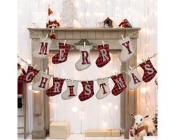 LessMo Merry Christmas Banners Sock Jute Banners Red White Throw 3m (Length Only), Pack of 14, Indoor/Outdoor - ShopVlot