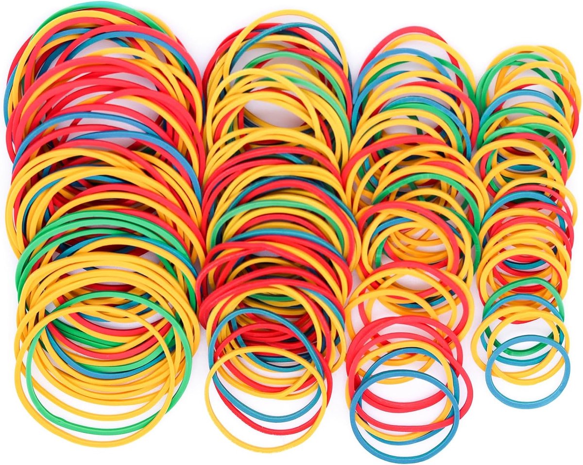 610 Pcs Elastic Bands Colourful Rubber Rings 200g Natural Household Rubber Rubber Mixed Sizes 25/32/38/50mm for Work - ShopVlot