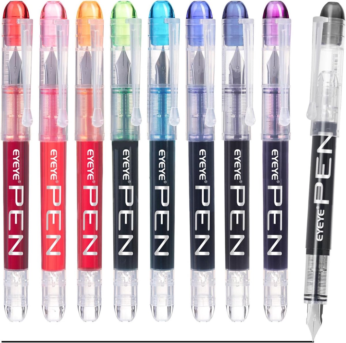 EYEYE FP20 Vulpen, 9 kleuren, wegwerp-kalligrafiepennen met fijne punt om te schrijven - ShopVlot