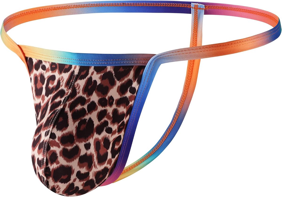 Walang Men's G-String Thong Sexy T-Back Thong Underwear with Leopard Pattern S-L - ShopVlot
