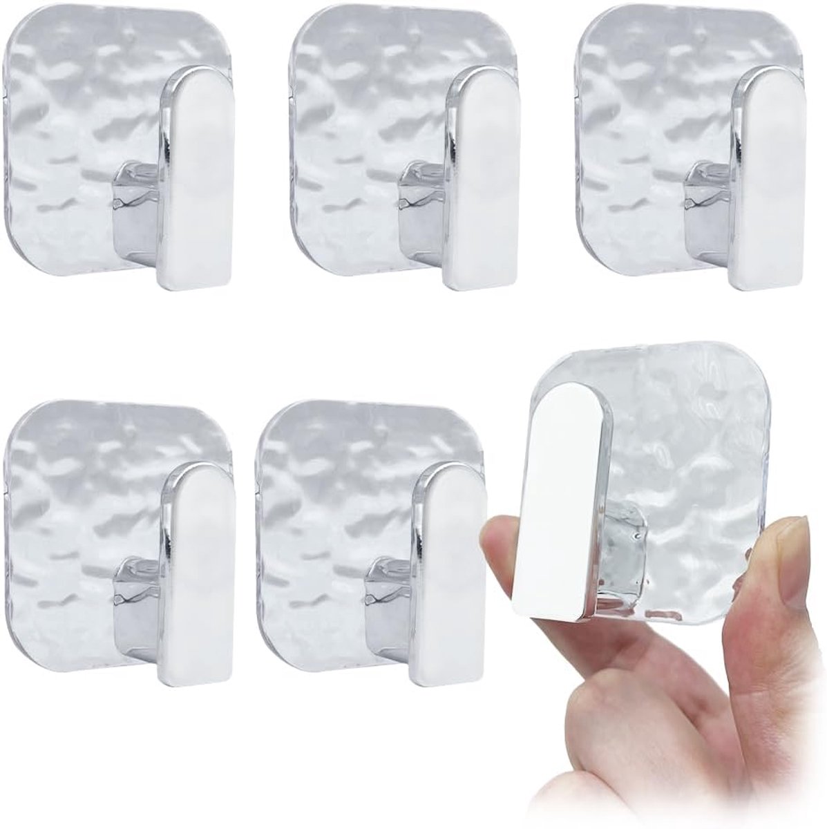 Wall Hooks - 6 Pcs Wall Hangers, Liquid Wrinkle Design Self Adhesive Hooks, Adhesive Hook, for Bathroom, Kitchen - ShopVlot