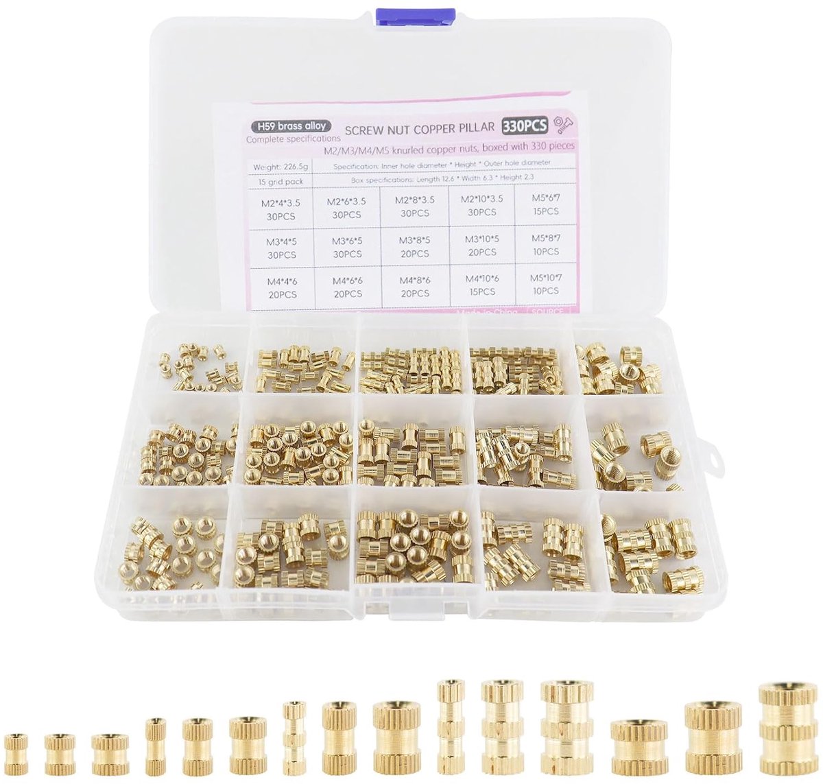 Ruthex M2 M3 Thread Inserts, Brass Melting Thread, Range from 3 to 12 mm (D), Melting Nuts for Plastic and 3D Printer - ShopVlot