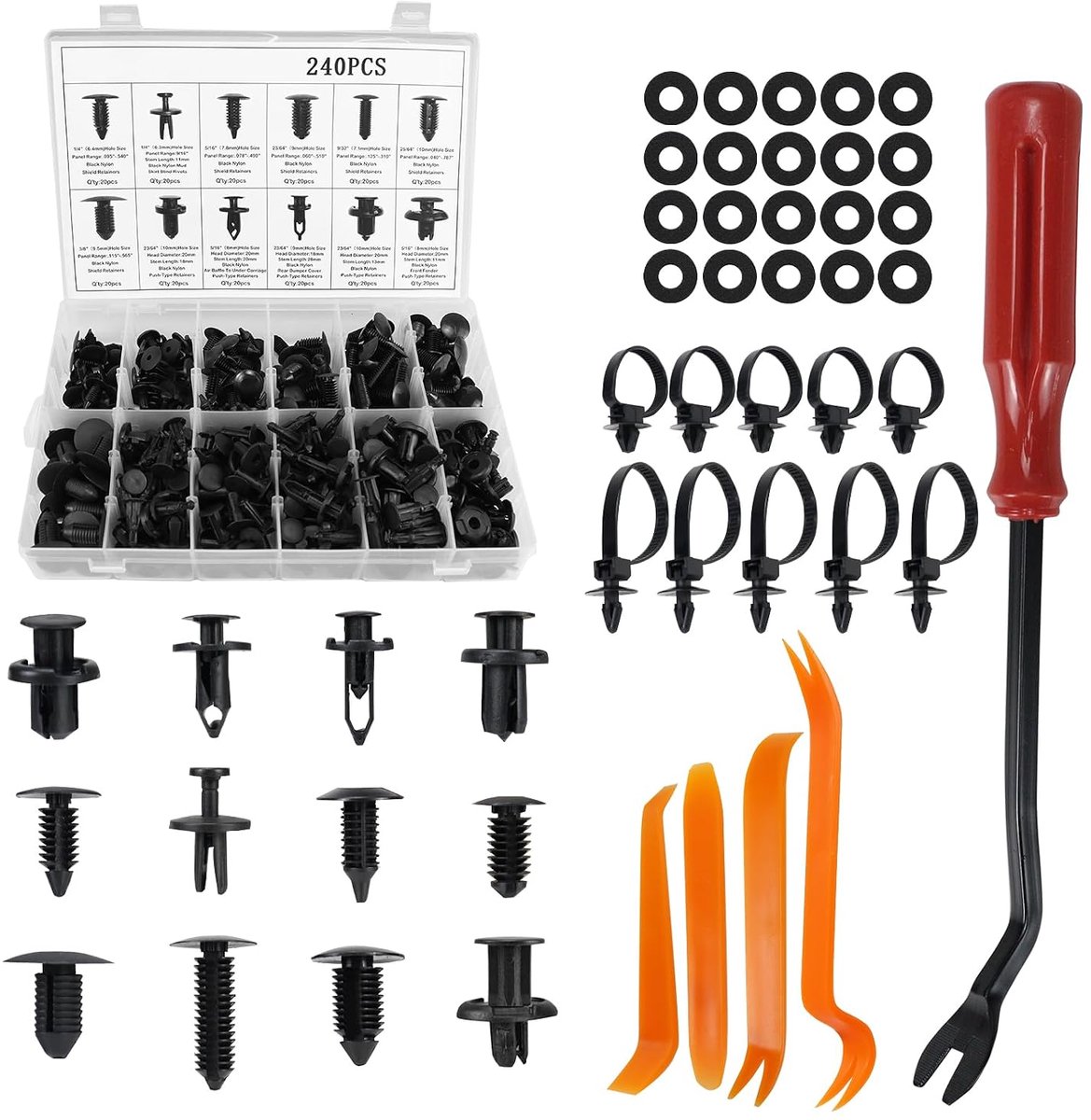 415 stuks autoclipset met verwijderaar, 18 gangbare maten, bumpers, sierlijsten, plastic clips, autoclips voor de - ShopVlot