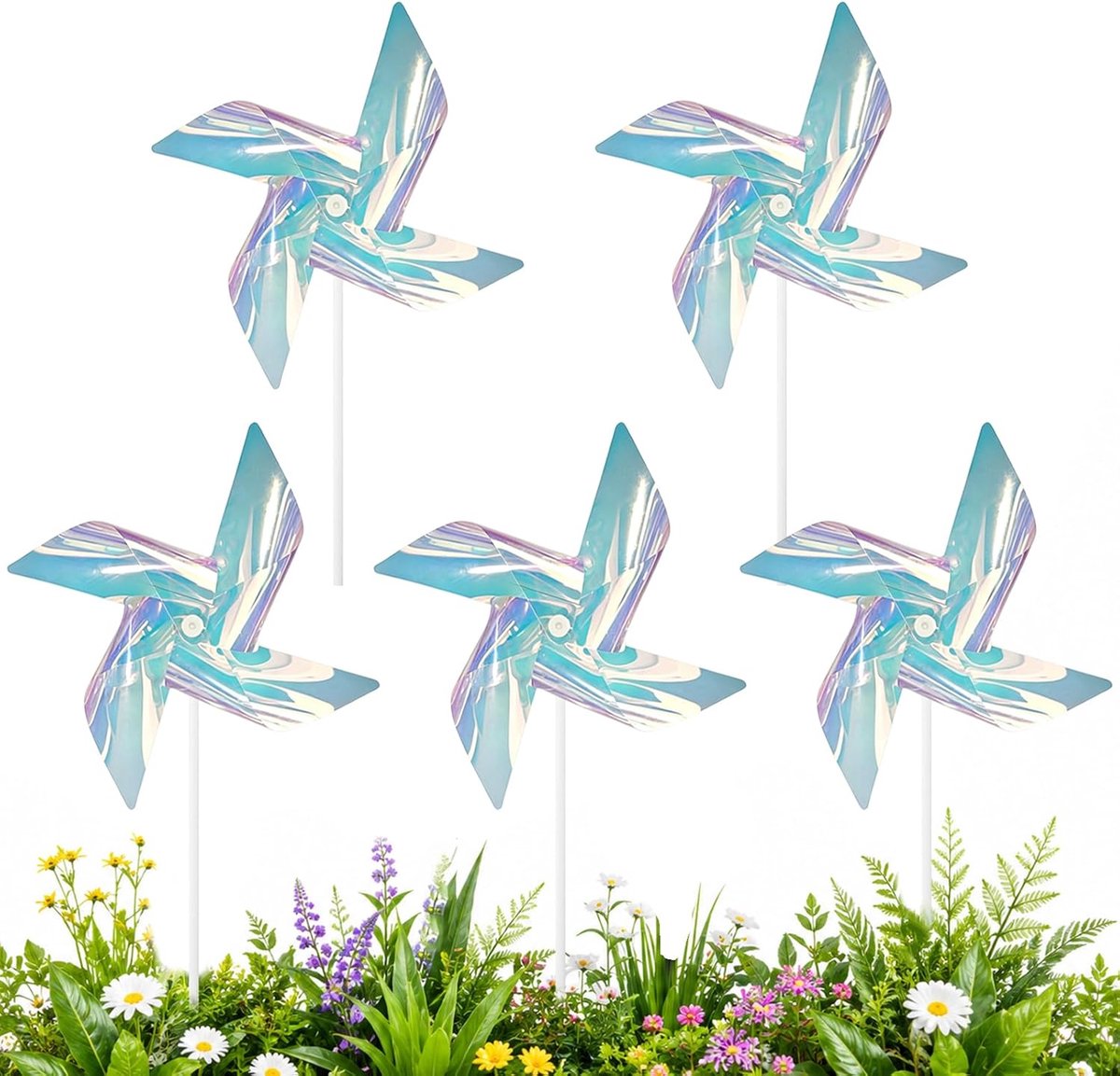 5 stuks vogelverschrikkers voor buiten, 22 cm, draaibaar, meerkleurig, reflecterend apparaat voor vogelafweer in de - ShopVlot