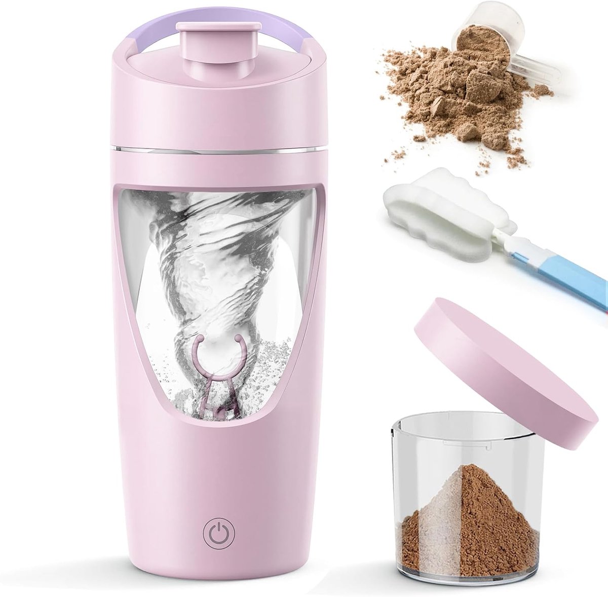 Electric shaker 700 ml, protein shaker, electric with powder compartment, BPA-free - ShopVlot
