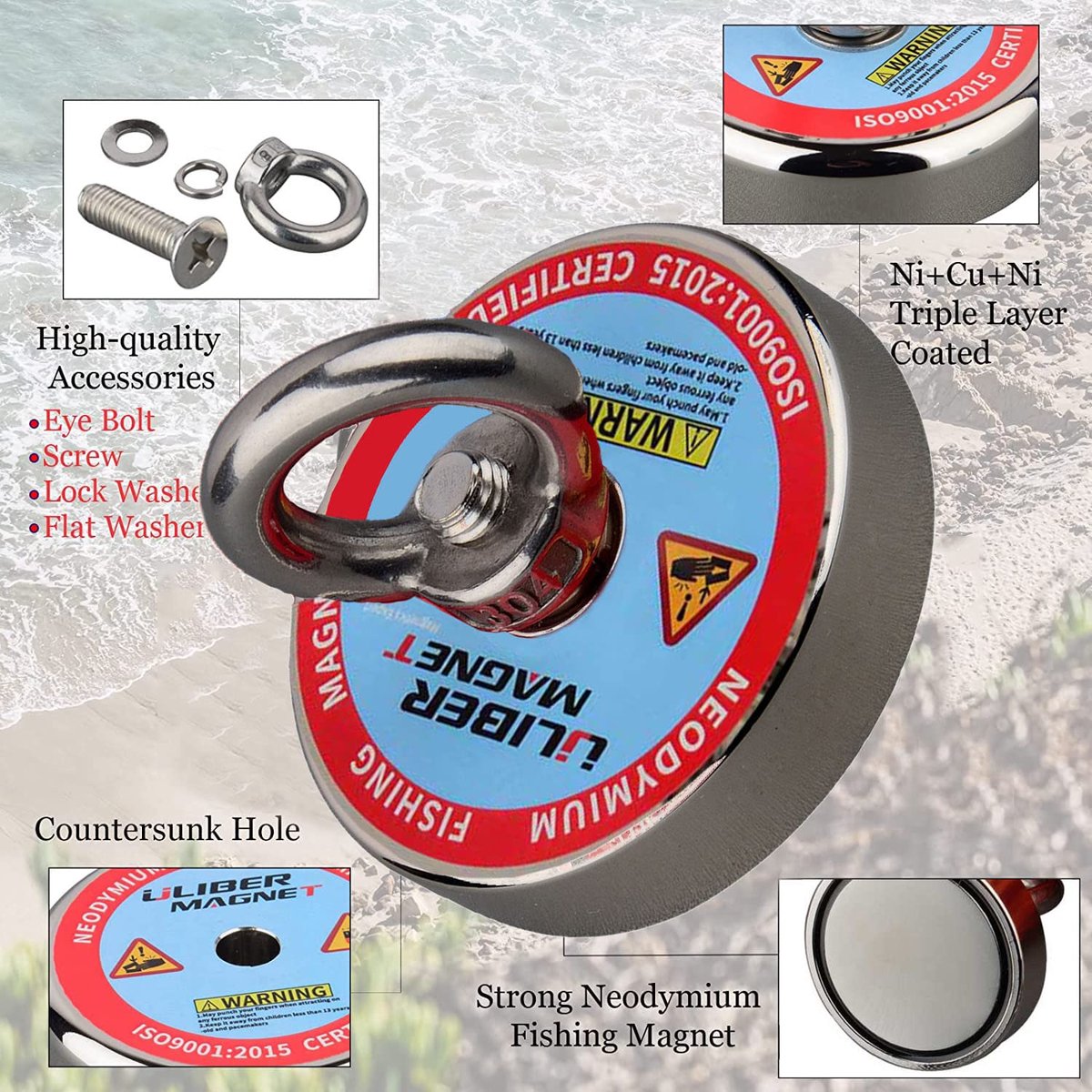 ULIBERMAG Magnetic Fishing Set, Robust Neodymium Magnet N52 with Durable Rope, Magnetic for Collecting Treasures in - ShopVlot