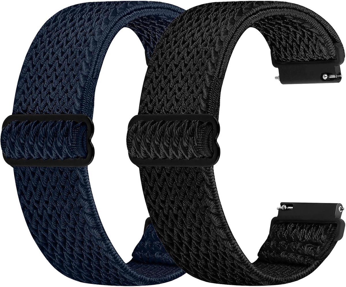 Mayoii Pack of 2 Braided Nylon Watch Strap 18-22mm Smart Watch with Same-Colour Buckle Soft Quick Release for Men and - ShopVlot