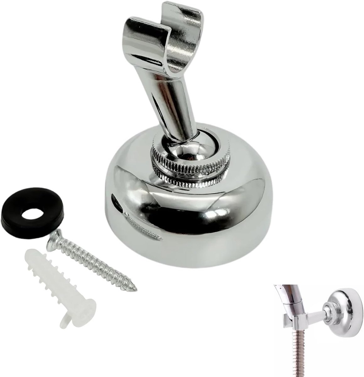 Adjustable Brass Shower Head Holder Universal Hand Shower Holder with 360° Ball Joint, Elegant Chrome-Plated Surface - ShopVlot