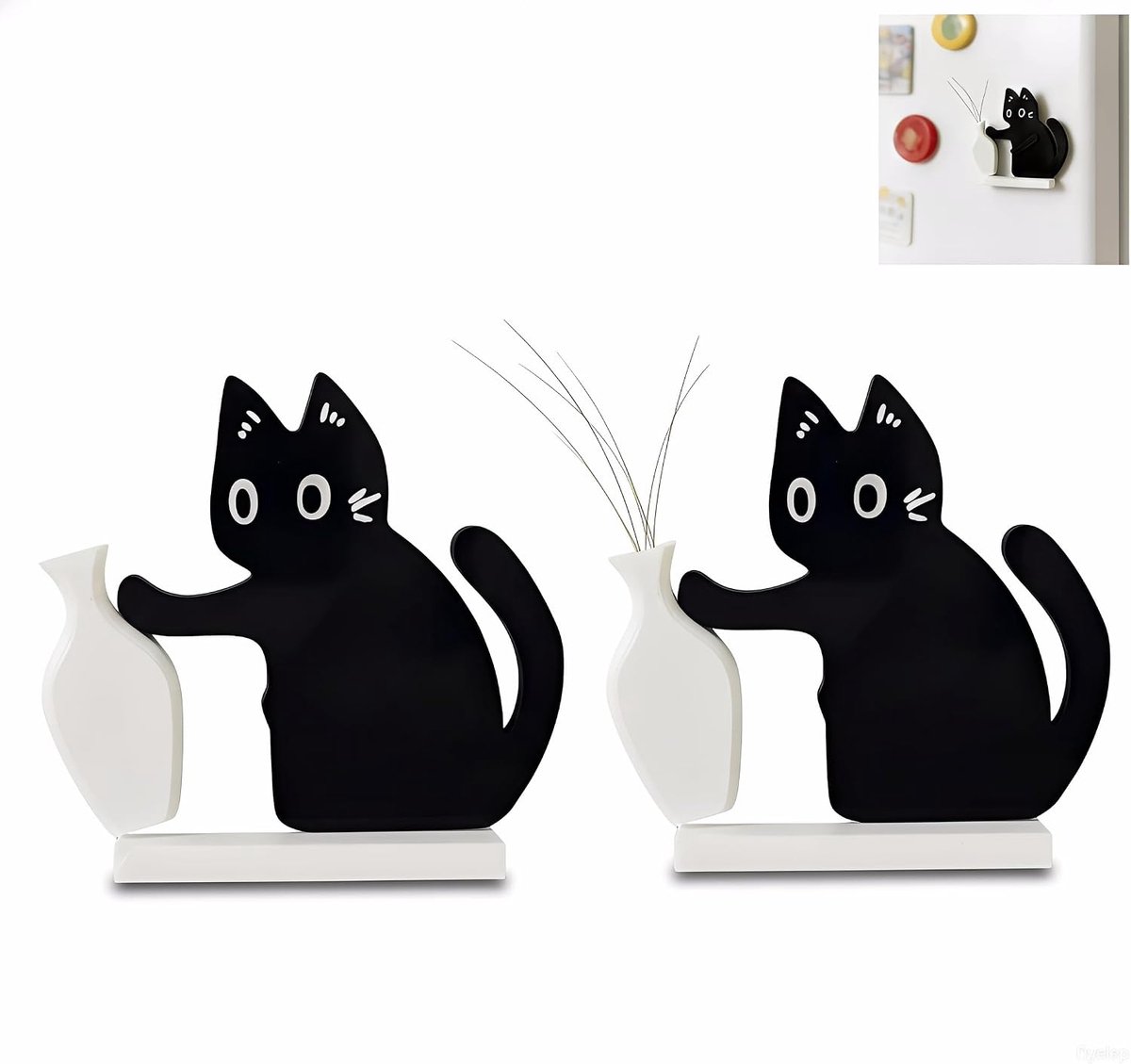 2 stuks snorharen bewaren desktop kattenvaas, acryl kat snorharen bewaren magneet, grappige vaas decoratieve - ShopVlot
