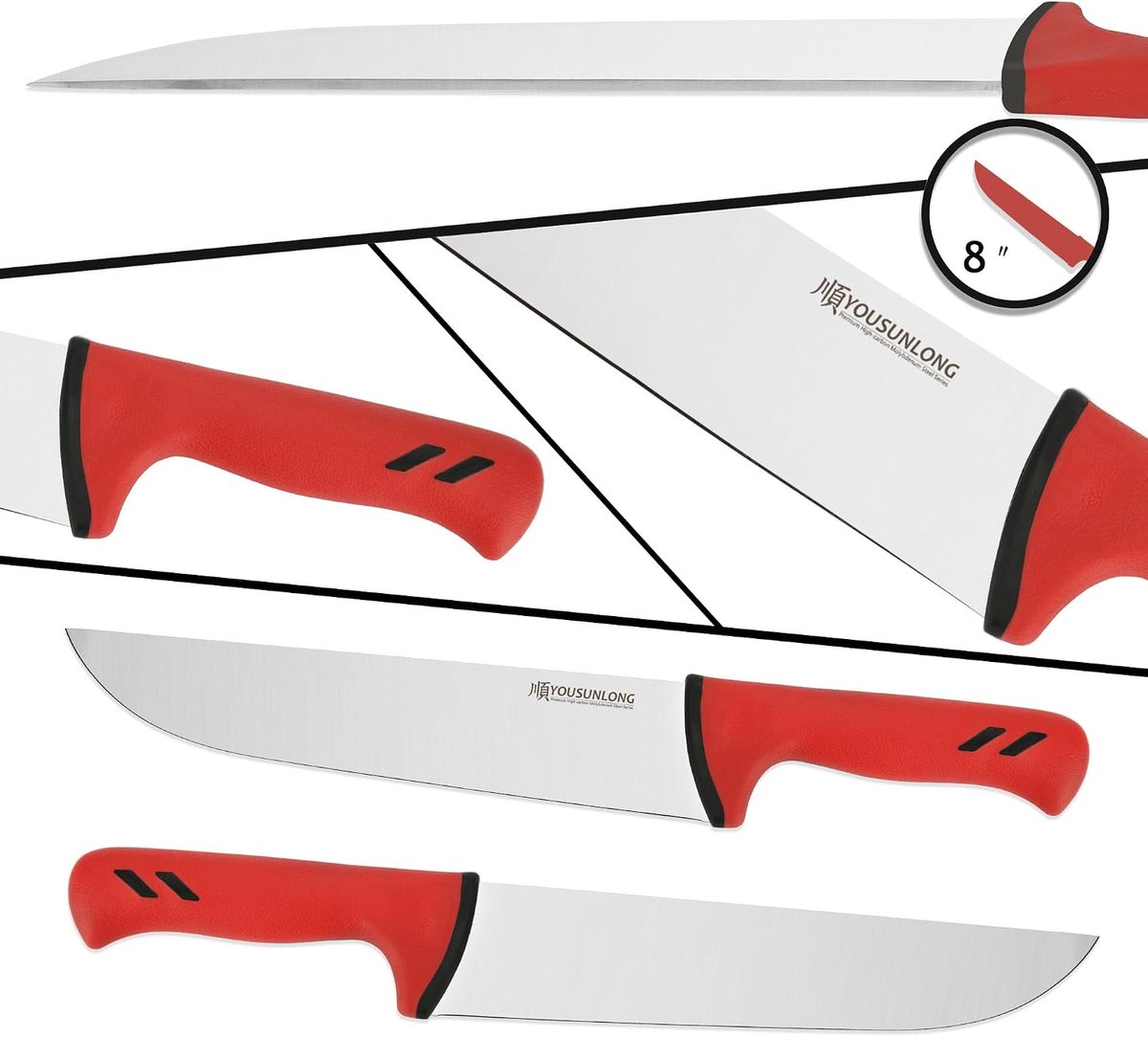YOUSUNLONG Chef's knife, butcher's knife, 203 mm, flexible blades made of high carbon molybdenum steel, ergonomic and - ShopVlot