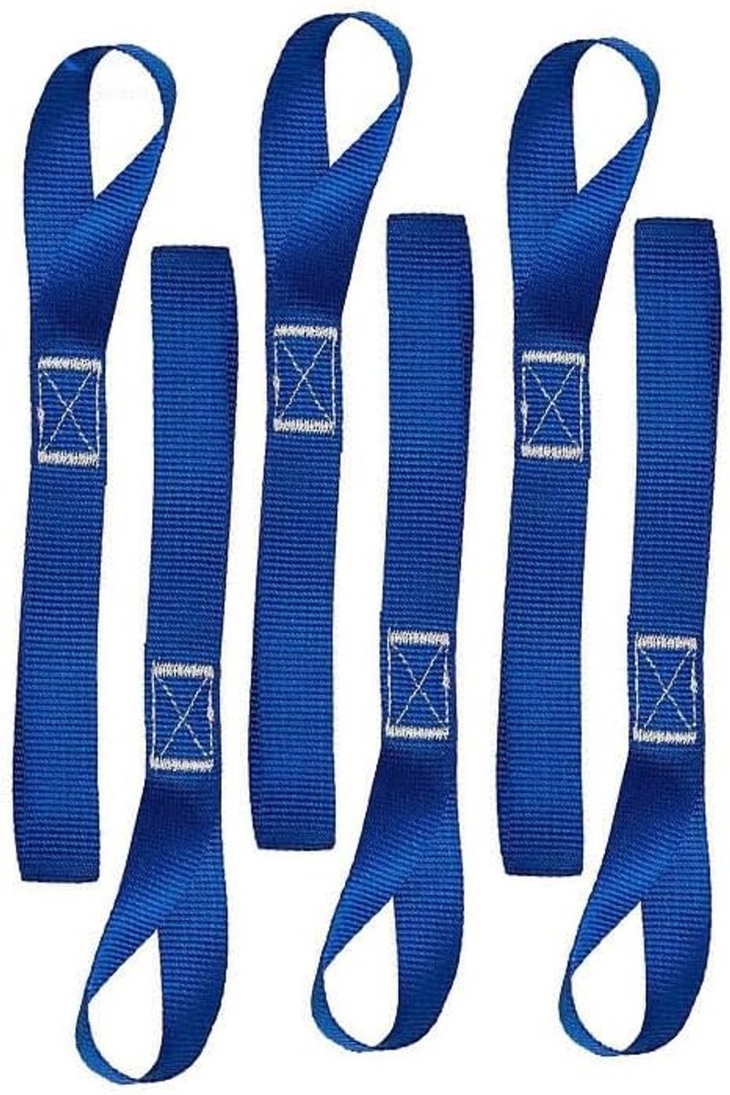 Set van 6 sjorriemen, 25 mm x 30 cm, omarmingsgespen voor motorfiets, robuuste riemen met lage rek, voor aanhanger - ShopVlot