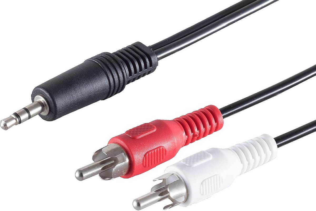 1aTTack.de 1x 10m - Black 3.5mm jack plug to 2x RCA plug stereo audio cable with molded plugs and nickel-plated - ShopVlot