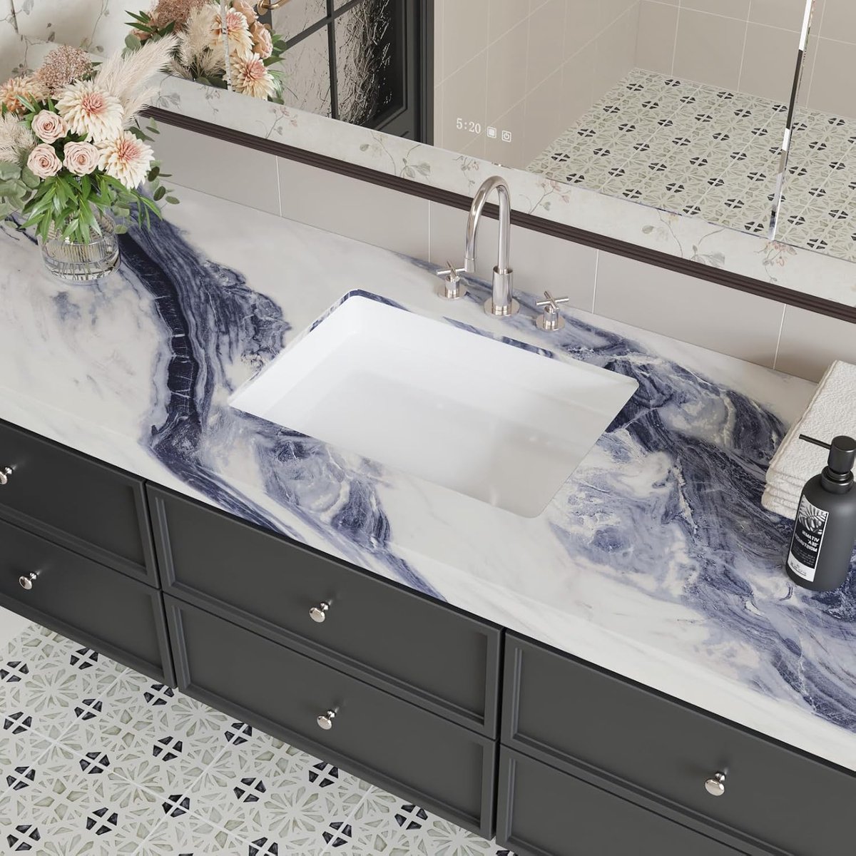 CRE8TIVE White Blue Self Adhesive Wallpaper Mat Marble Vinyl Wrap Waterproof Kitchen Wallpaper for Living Room - ShopVlot