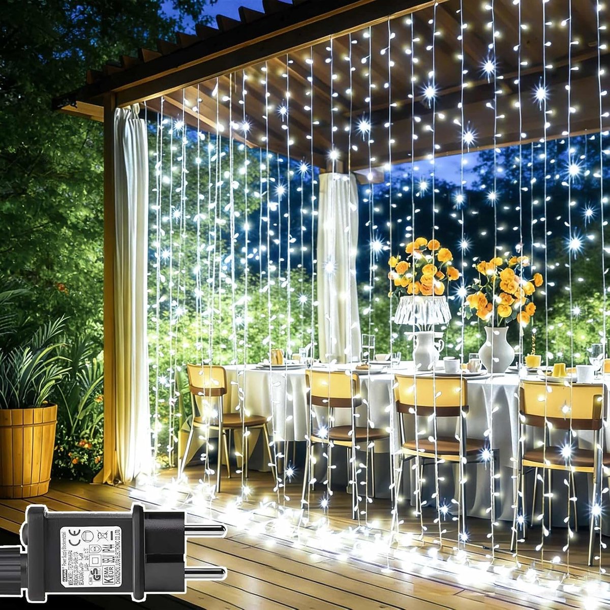 Joycome 3 m x 3 m 300 LED Fairy Lights Curtain with Plug 8 Modes Christmas Lights Waterproof Fairy Lights Window for - ShopVlot