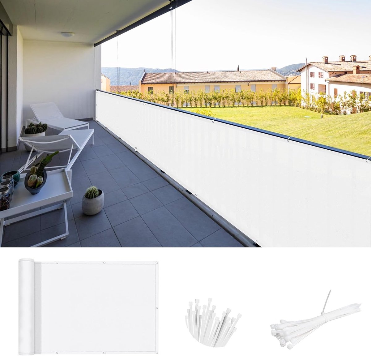 SUNNY GUARD Balcony Privacy Screen, 70 x 500 cm, Balcony Canopy, Balcony Cover, Balcony Cover, UV Protection, Wind and - ShopVlot