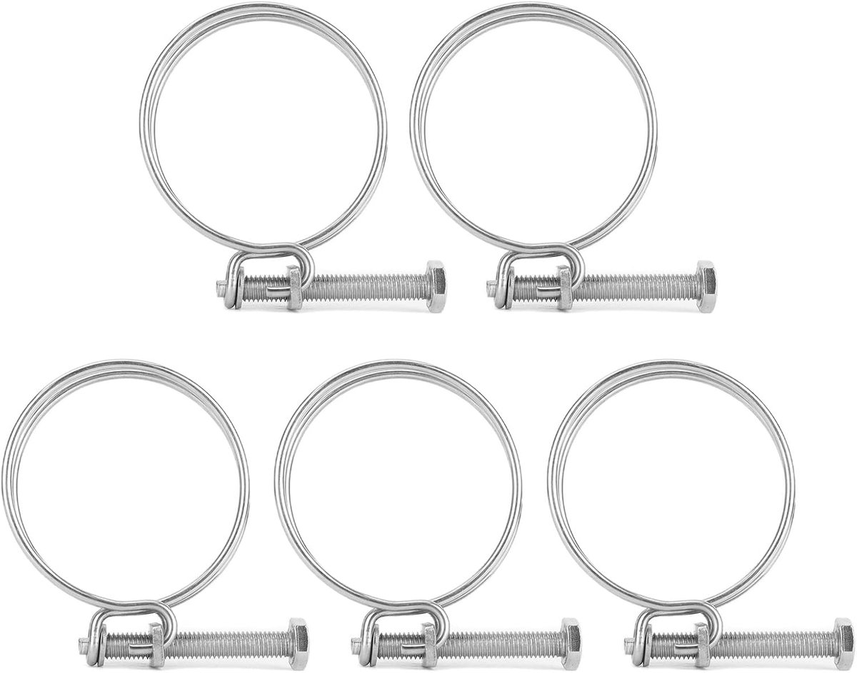 Wire Hose Clamp, 5 Pieces Double Wire Hose Clamp Steel Wire Hose Double Wire Hose Clamps Adjustable Stainless Steel - ShopVlot