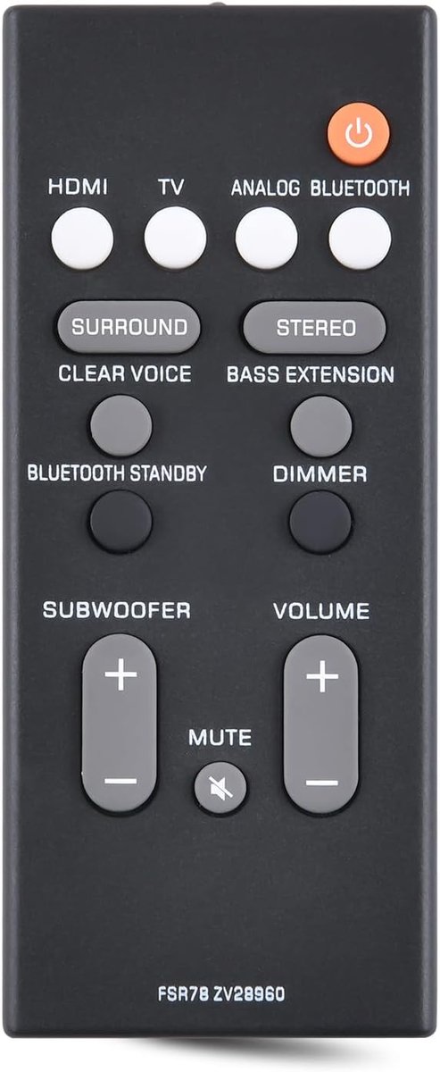 FSR78 ZV28960 vervangende afstandsbediening geschikt voor Yamaha Soundbar ATS-1060 NS-WSW42 ATS-2070 YAS-CU207 YAS-106 - ShopVlot