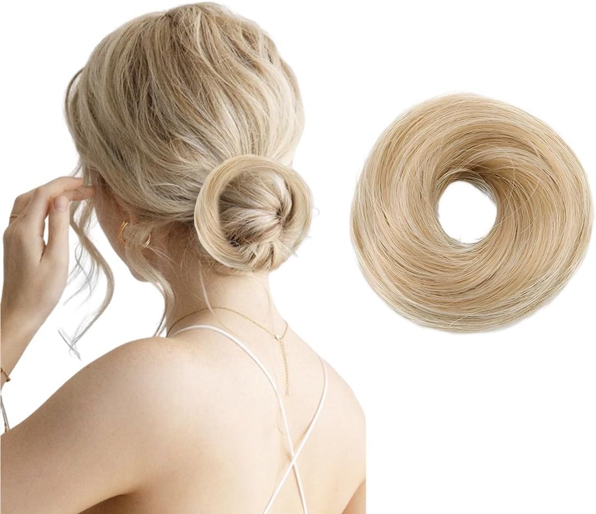 YUZNA 1 Piece Straight Hair Scrunchies for Women Real Hair Ponytail Elastic Hairpiece with Elastic Bun, Hairpiece - ShopVlot