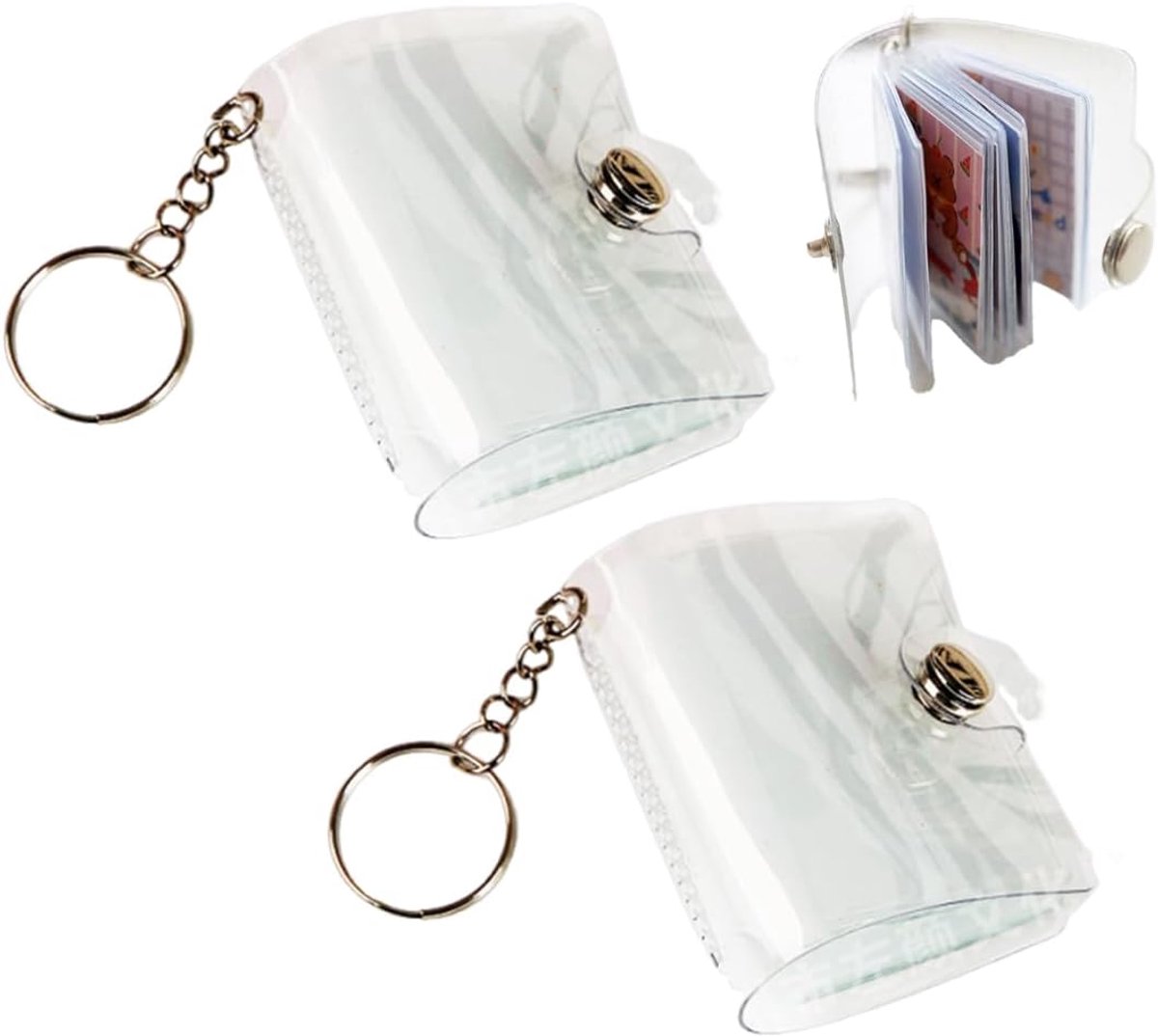 2pcs Small Keychain Photo Album Card Holder, Clear Bag Photo Album Keychain, Mini Portable Photo Album, Photo Album 2 - ShopVlot