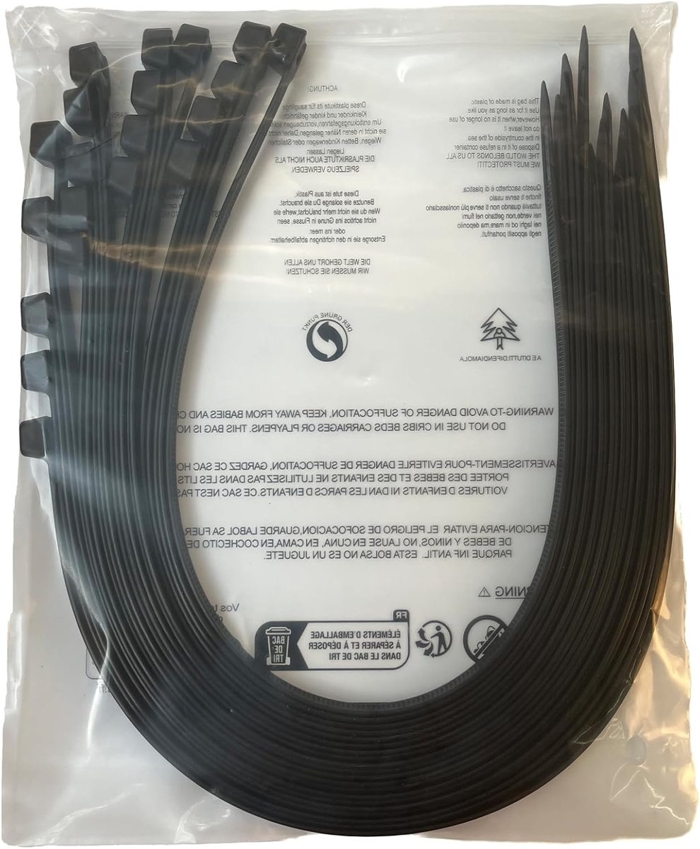 Extra Large Cable Ties Heavy Duty for Outdoor Use, 600mm x 12mm, 110kg Tensile Strength (14, Black) - ShopVlot