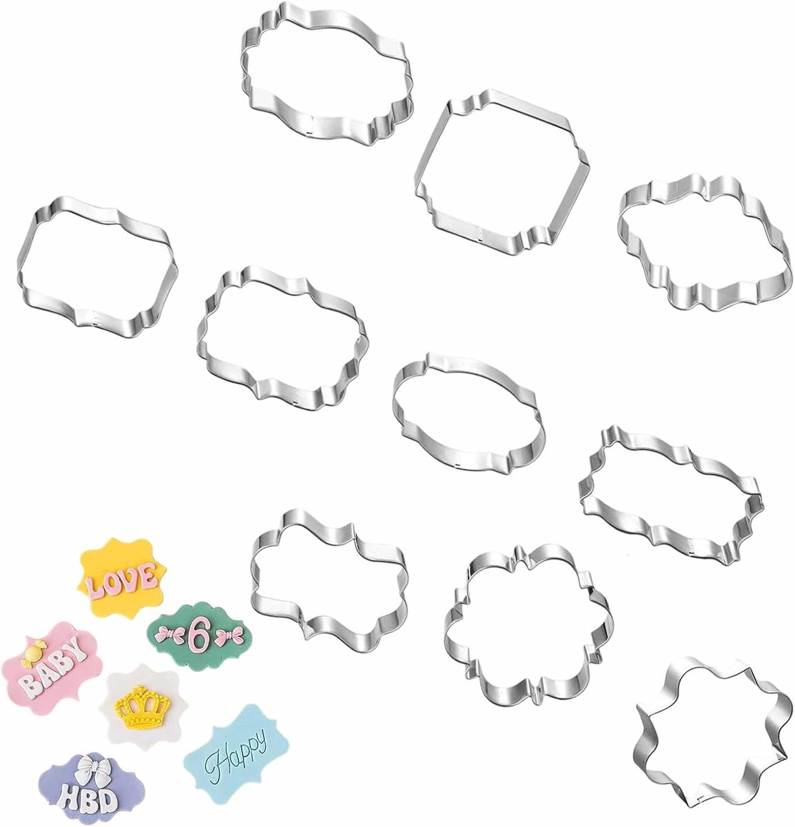 10pcs cookie cutters stainless steel plaque fondant cookie cutters set with filigree moulds for making cookie cake - ShopVlot