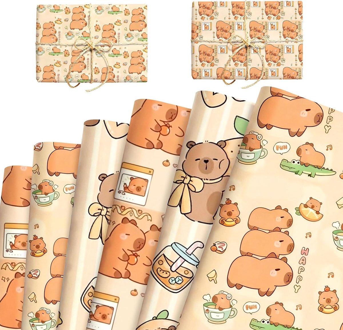 capybara cadeaupapier geschenkdozen feestartikelen voor verjaardag - ShopVlot