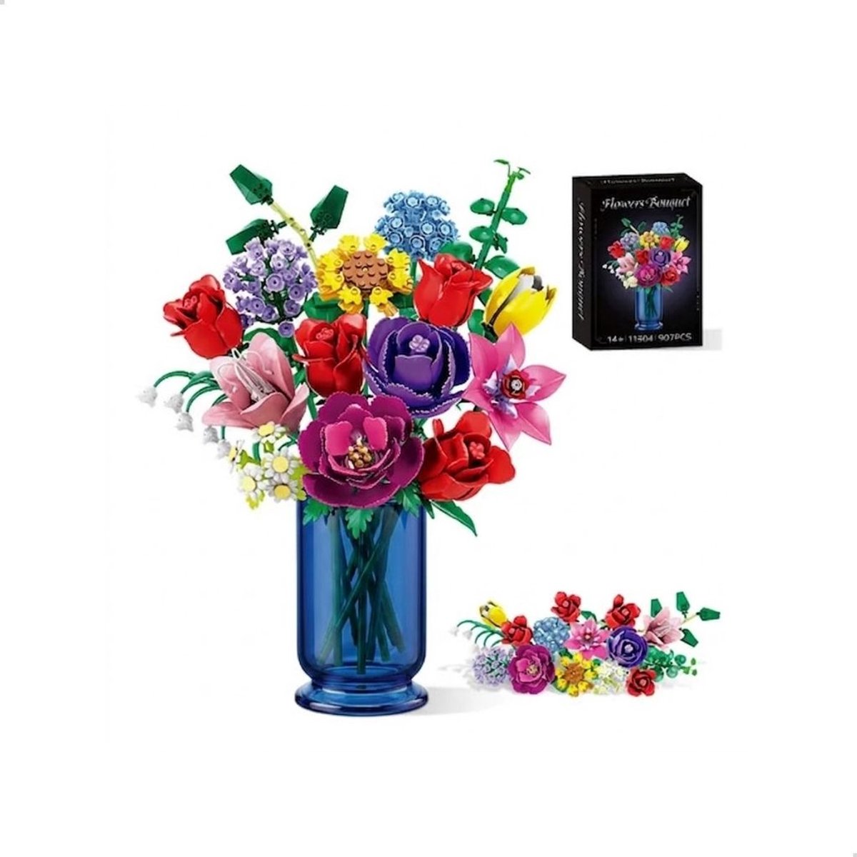 Woma 11304 Kleurrijke Bloemen Boeket bouwset | Botanical Flowers Collection 2025 modelbouw | Classic Creator speelgoed bouwpakketten voor volwassenen & kinderen | DIY icons kunstbloemen bloemenpracht geschikt voor Iego | bouwdoos met 907 bouwstenen