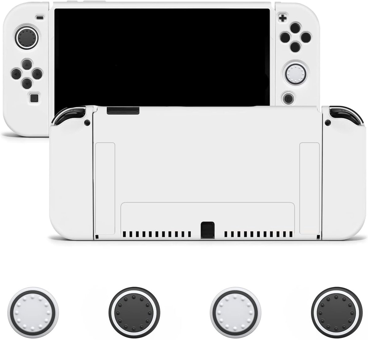 JINGDU Protective Cover for OLED Switch, Scratch-Resistant, Dockable Switch Cover for Switch OLED with 4 Thumb Grip - ShopVlot