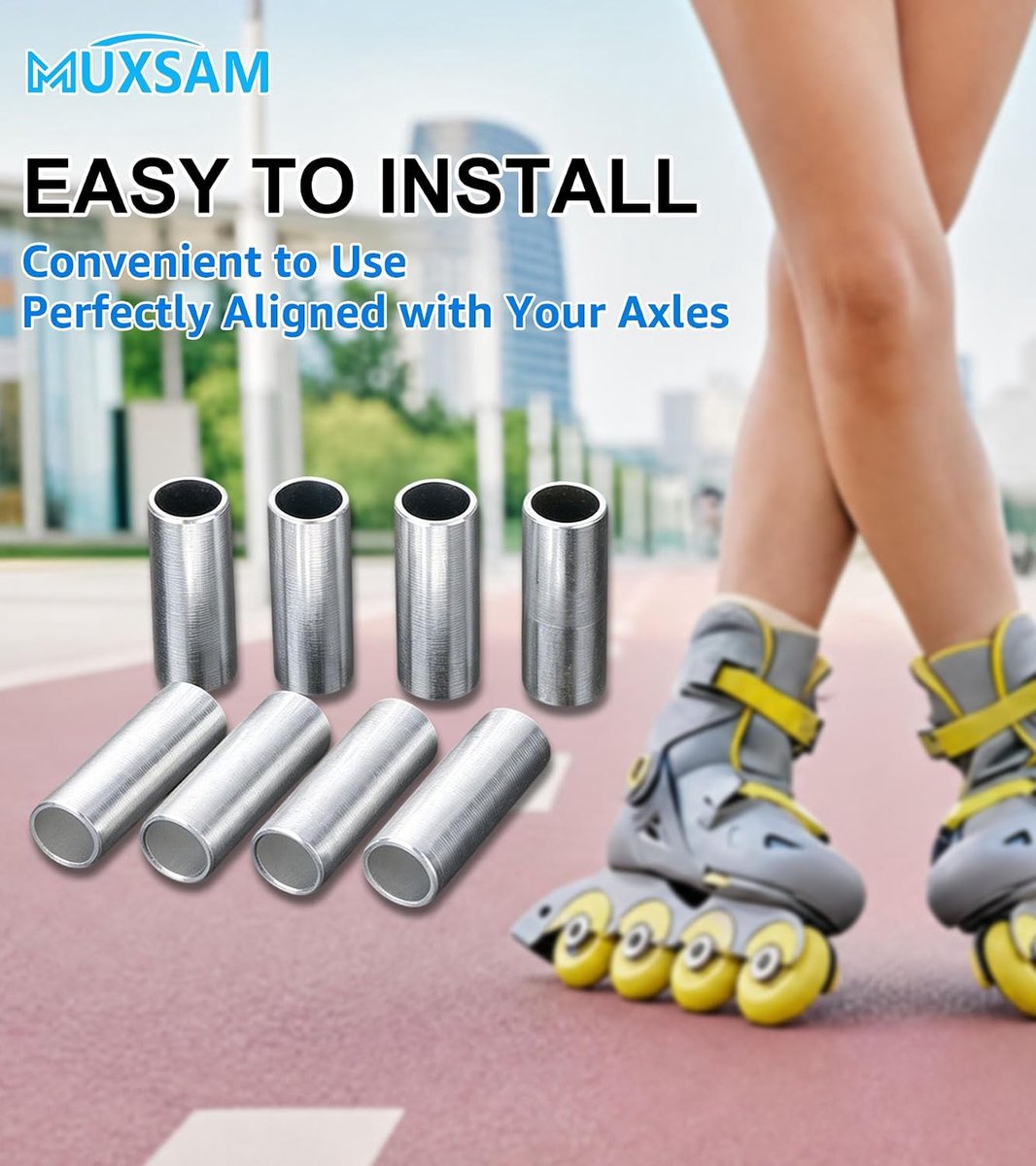 MUXSAM 8pcs Roller Skates Shoes Spacer for 6mm Screws Silver Aluminum Adult Inline - ShopVlot
