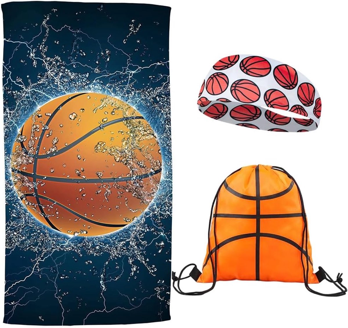 Basketbalhanddoek, strandhanddoek voor basketbal, Basketball Beach Towel 160 * 80 cm, met riem en opbergtas, geschikt - ShopVlot