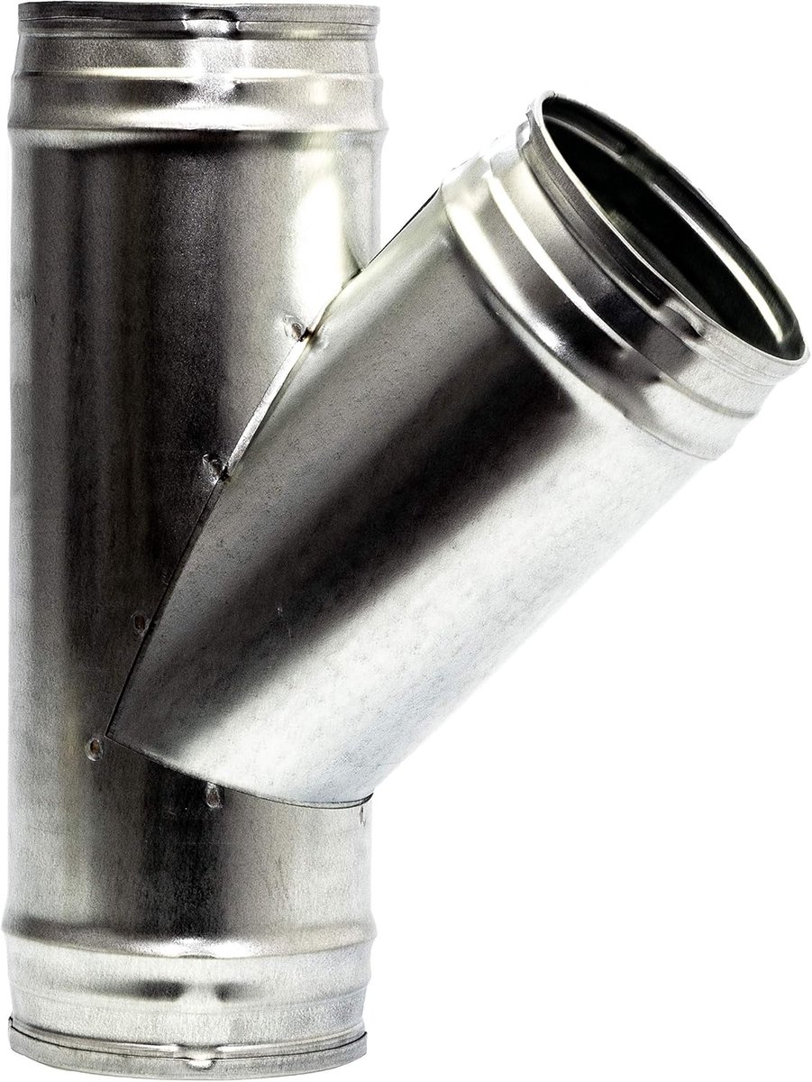 Vent Systems Ø100 mm T-förmiger Rohrverbinder – 3-Wege Adapter aus verzinktem Stahl - ShopVlot