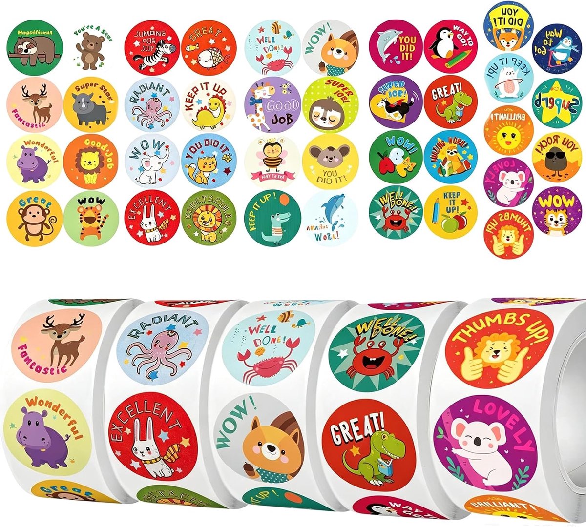 5 rollen beloningsstickers 2500 motiverende onderdelen leraar - ShopVlot