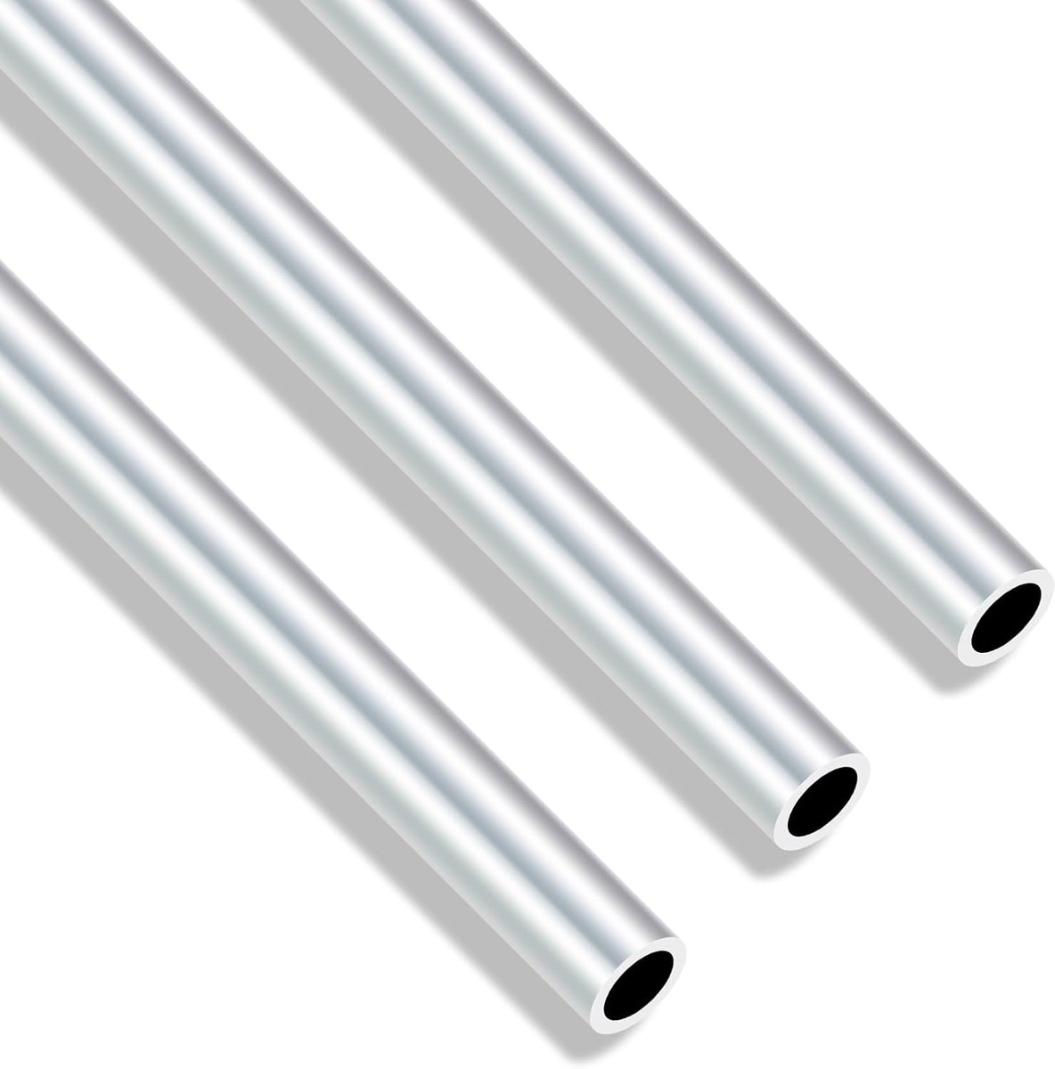 6063 Aluminum Round Tubes, 11mm OD 8mm ID 300mm Length 1.5mm Wall Seamless Straight Aluminum Tube (3PCS) - ShopVlot