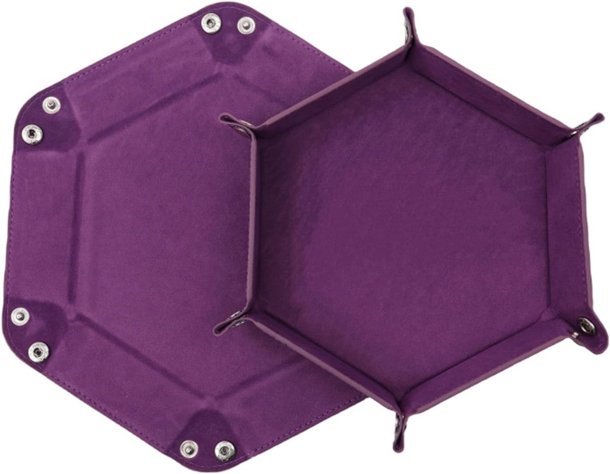 WürfelCounter, Foldable Hexagonal PU Leather Velvet Holder for Dungeons and Dragons RPG Games - ShopVlot