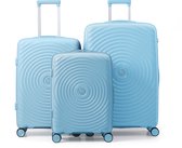 FLY&BYE® Kofferset Core - 3 Delig - S/M/L - Complete Set - 35 Handbagage + 60 en 94L Ruimbagage - Cijferslot - Polypropyleen - Licht Blauw