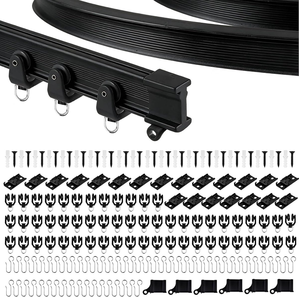 7m Zwart Flexibele Deckenvoorhangschiene,gebogen Deckenvoorhangschiene buigbare houder,meter gebogen voorhangschiene - ShopVlot