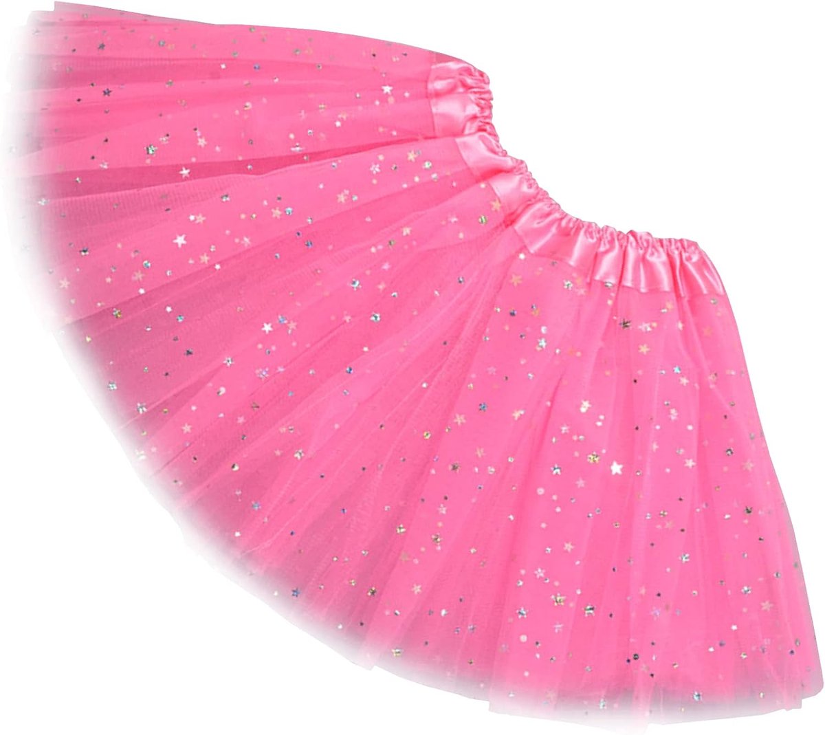 Glittering Elastic 4-Layer Tulle Tutu Deep Pink, One Size, deep pink - ShopVlot