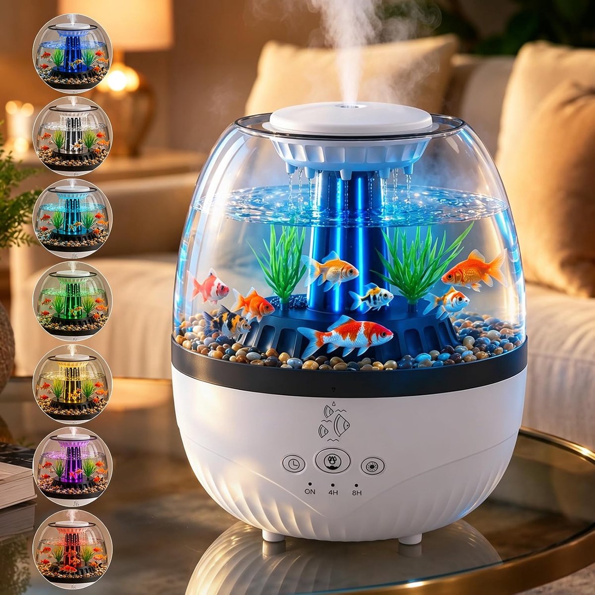 3-in-1 aquariumdiffuser, luchtbevochtiger, led-regendruppels, aromatherapie, machine, aromadiffuser voor - ShopVlot