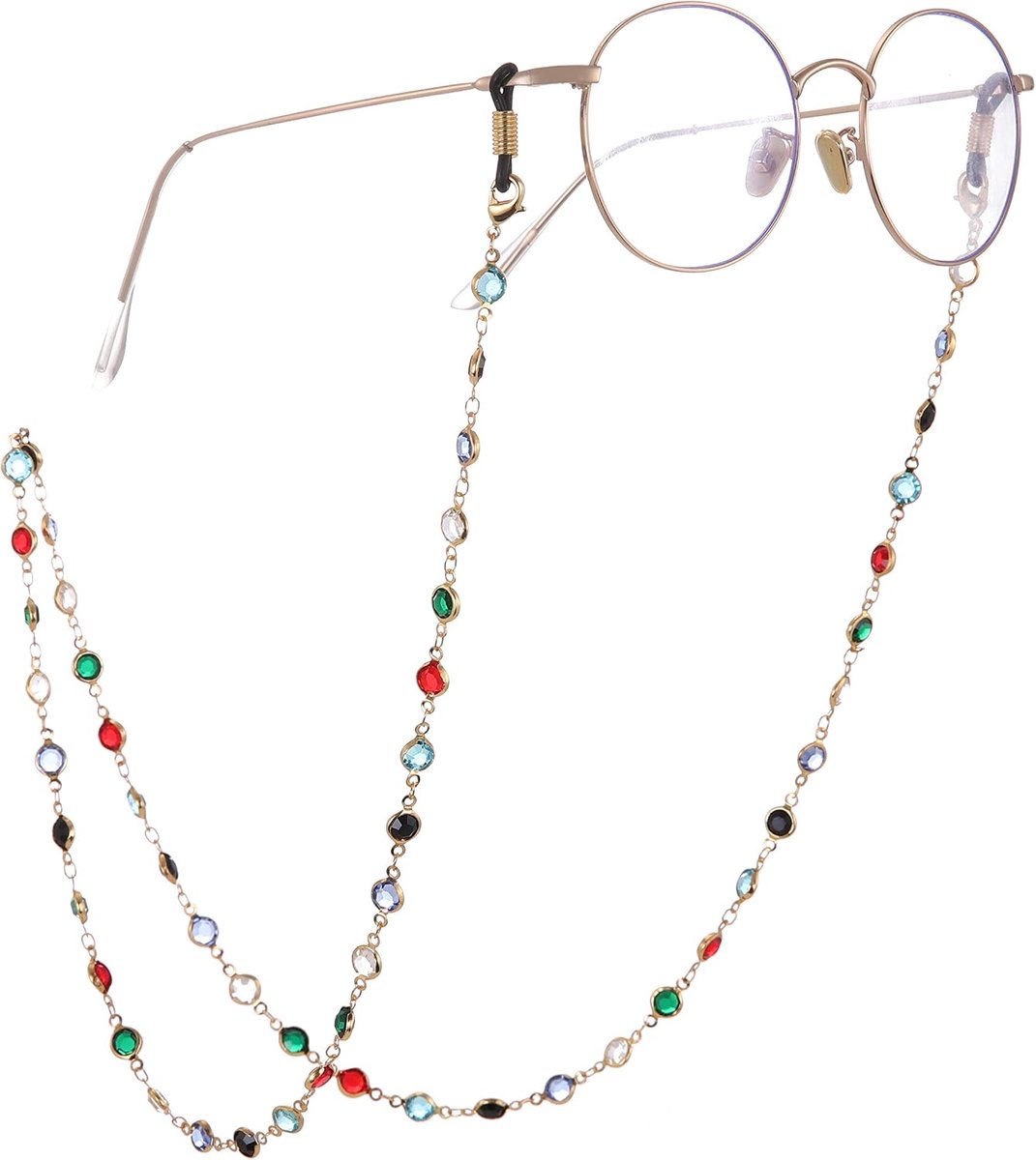 TEAMER Fashion Colorful Eyeglass Chain Sunglasses Strap Glasses Holder Crystal Statement Beads Reading Bohemian Glass - ShopVlot