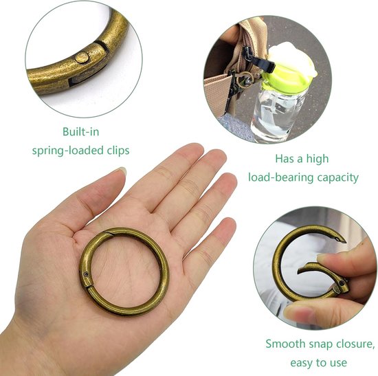 10 x Zinc Alloy Carabiner Hooks 49mm Round Carabiner Large Hooks Round Spring Zinc Alloy Rings Spring Buckles Round - ShopVlot — afbeelding 2