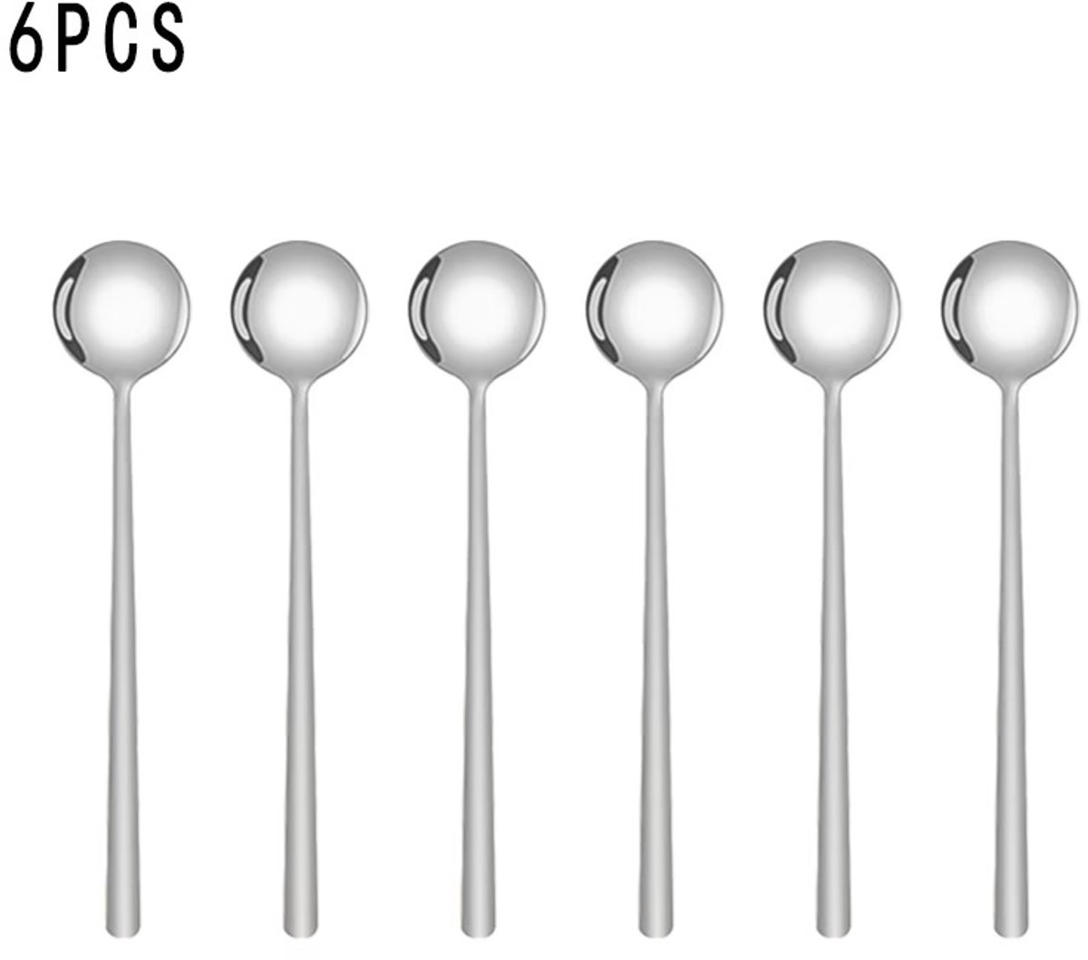 Hoga 6-delige Set Dessertlepels – 14,78 cm – RVS – Zilver – Koffie, Cocktails & Desserts