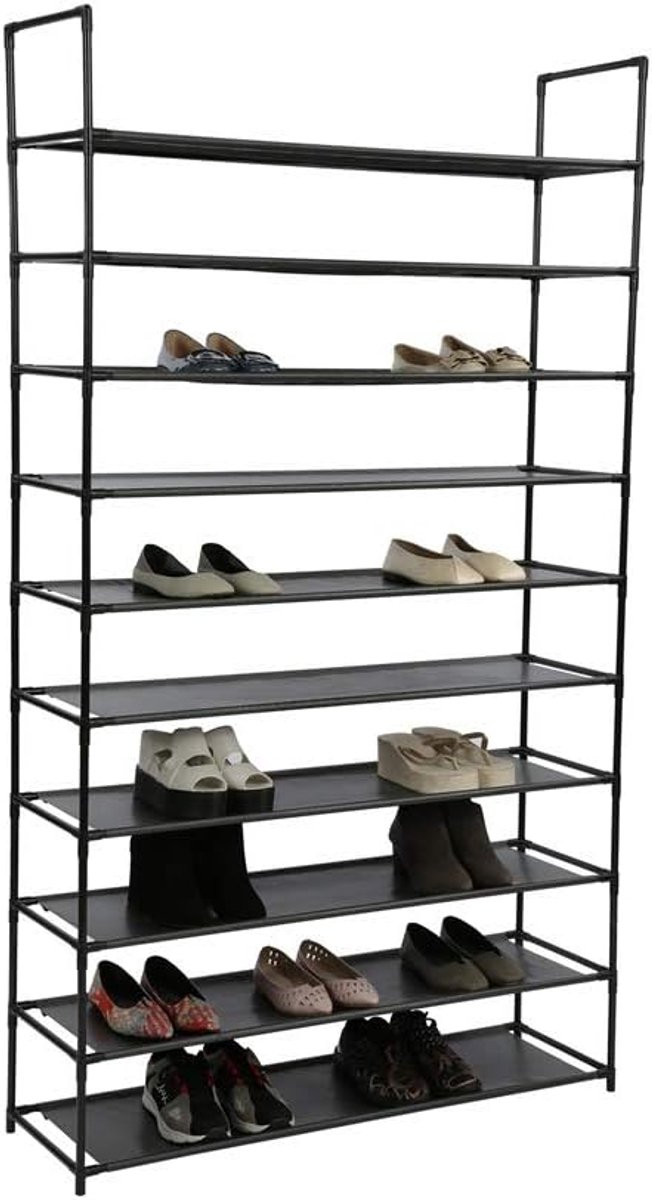 Schoenenrek 10-Lagen - Zwart - Voor 50 Paar Schoenen - Ruimtebesparend - ShopVlot